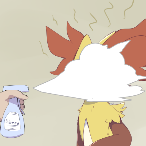 1other, animal_ear_fluff, animal_ears, body_fur, boke-chan, bottle, covered_face, delphox