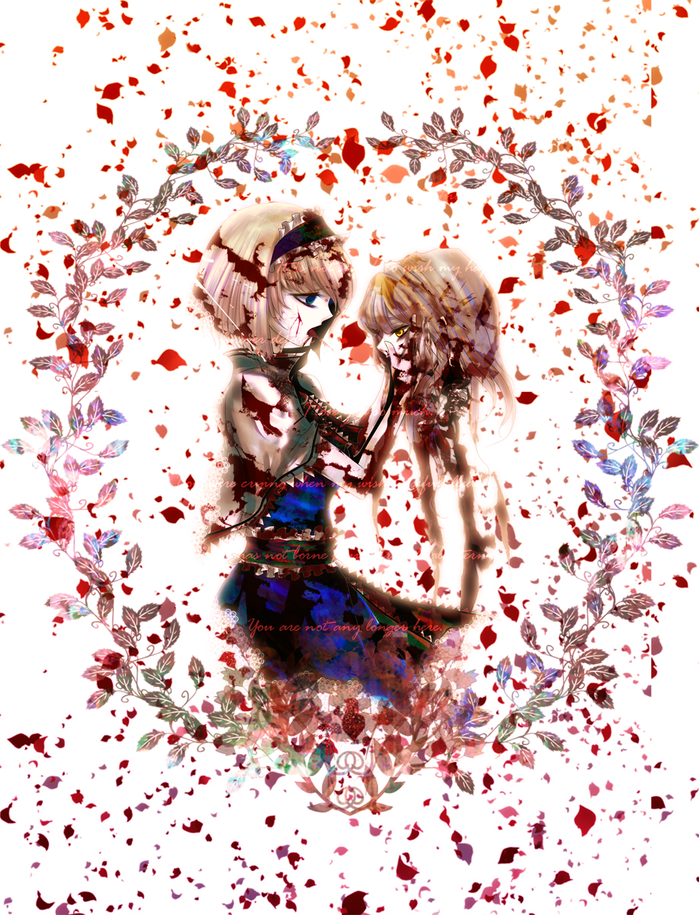 alice_margatroid, blonde_hair, blood, blue_eyes, empty_eyes, female_focus, guro, hairband