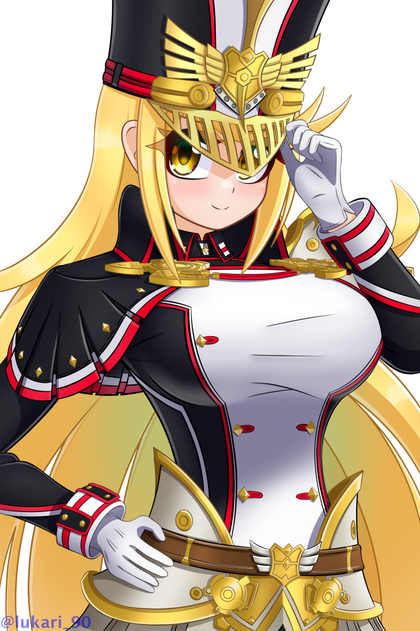 blonde_hair, breasts, cosplay, hat, highres, large_breasts, long_hair, lukari