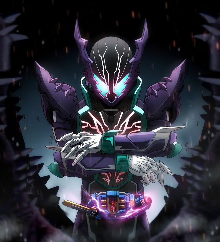 1boy, aqua_eyes, armor, asumakobayashi, belt, breastplate, crocodile, crocodile_fullbottle, crocodilian, crossed_arms, finishing_move, glowing, glowing_armor, glowing_eyes, kamen_rider, kamen_rider_build_(series), kamen_rider_rogue, male_focus, open_hand, pauldrons, rider_belt, sclash_driver, sharp_teeth, shoulder_armor, solo, standing, teeth, tokusatsu, upper_body, villain_pose, visor, weapon