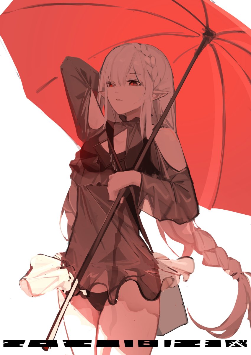 1girl, absurdres, arknights, braid, grey_hair, highres, long_hair, long_sleeves