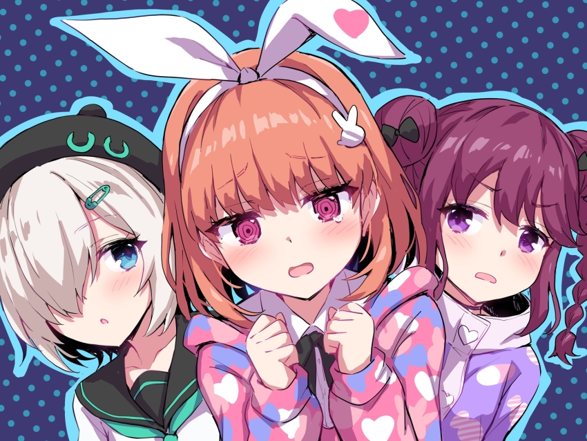 :o, animal_ears, black_ribbon, blush, bow, braid, choker, denonbu