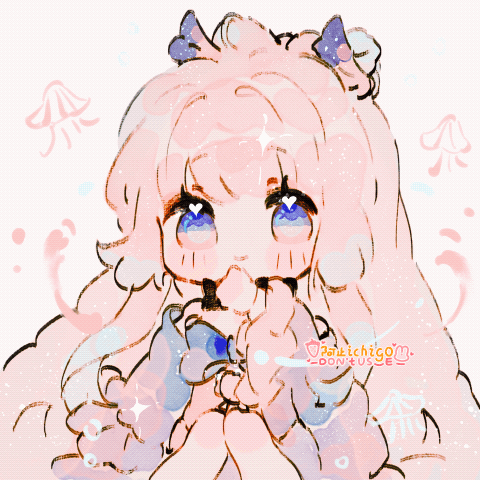 1girl, animated, animated_gif, azhiichigo, bare_shoulders, blue_eyes, blunt_bangs, blush