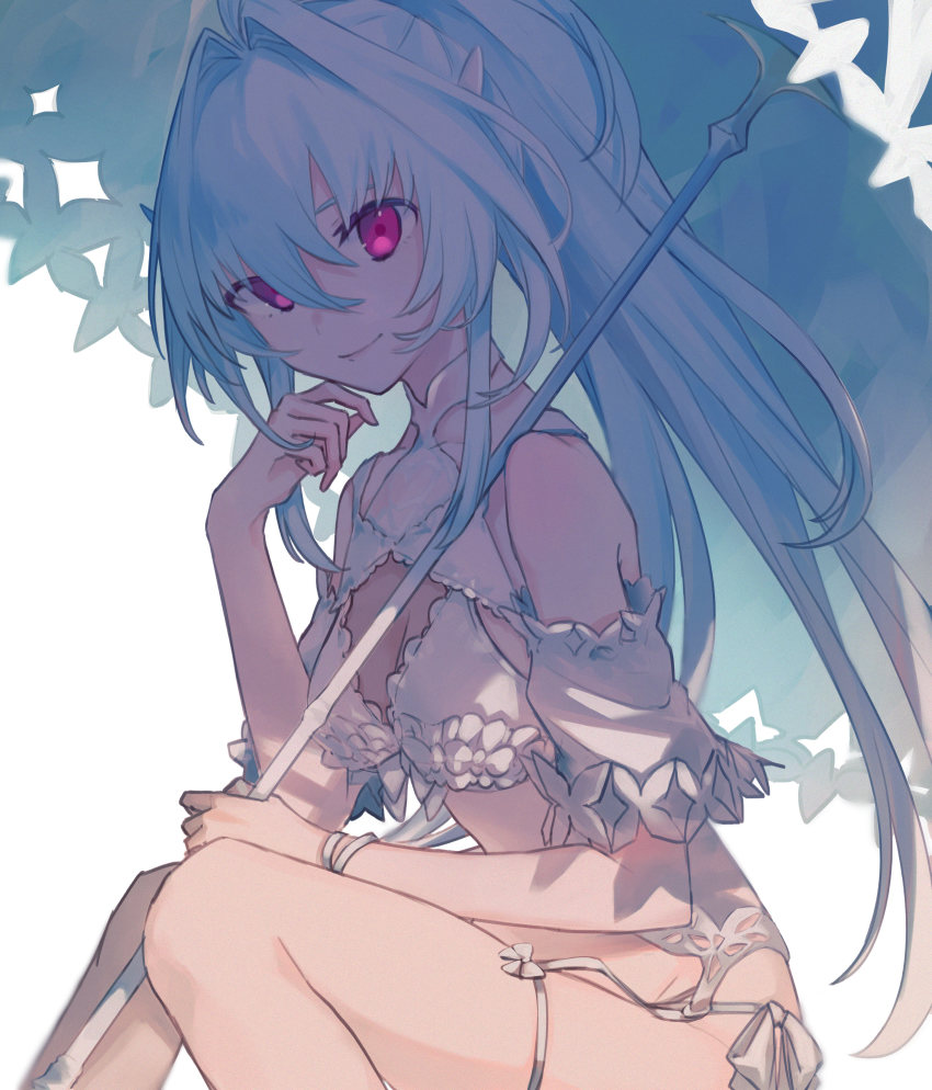 1girl, absurdres, ahoge, anui, bare_shoulders, bikini, breasts, cleavage