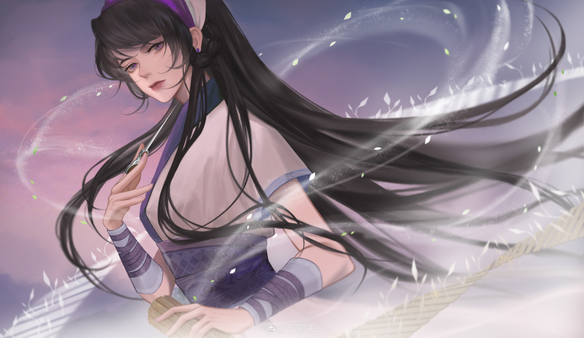 1girl, absurdres, armband, black_hair, chinese_clothes, closed_mouth, ding_ju_biao, duanmu_rong_(qin_shi_ming_yue)