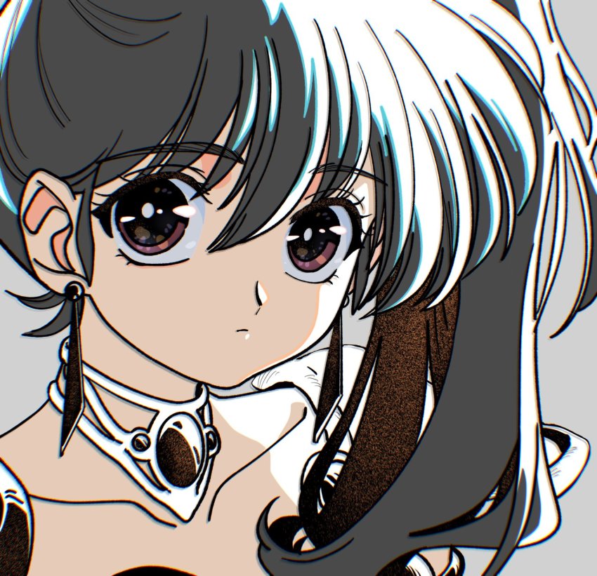 1girl, alternate_hair_color, asagiri_youko, black_hair, brown_eyes, brown_hair, collarbone, colored_inner_hair