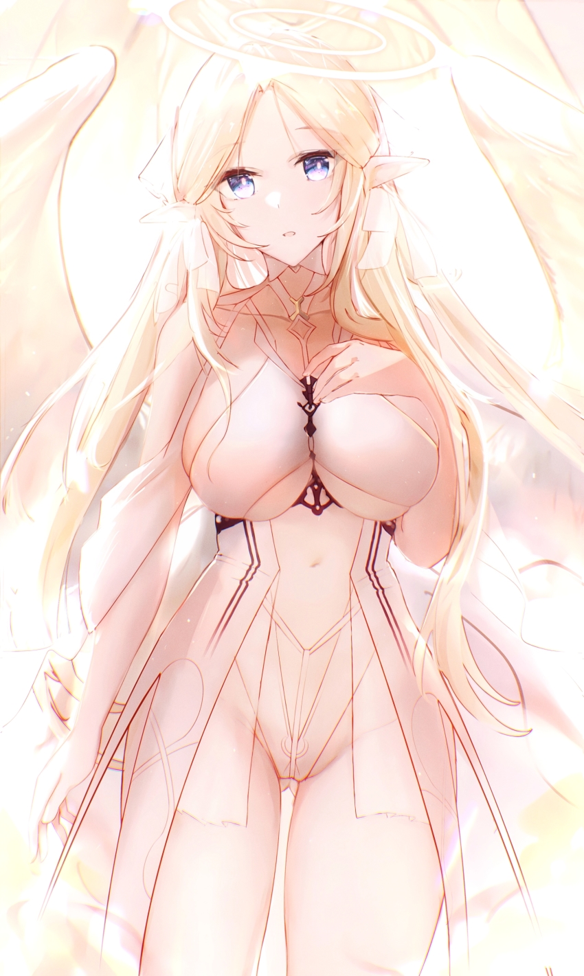 1girl, absurdres, angel, angel_wings, azur_lane, blonde_hair, blue_eyes, breasts