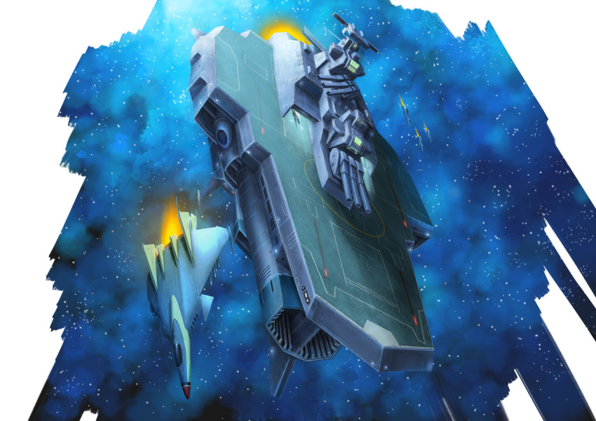 carrier, commentary_request, cosmo_falcon, energy_cannon, fleet, kinoshita_teitoku, machinery, military