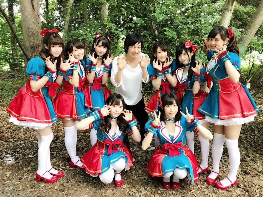 1boy, 6+girls, dress, forest, funato_yurie, ishitobi_erika, kariya_miki, kiryu_akane