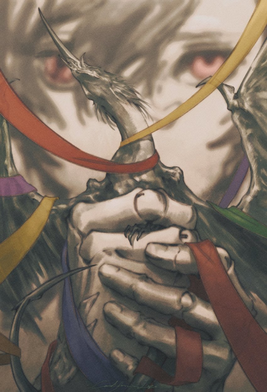 1boy, artist_name, au_ra, black_hair, blurry, blurry_background, bound, caloserrr