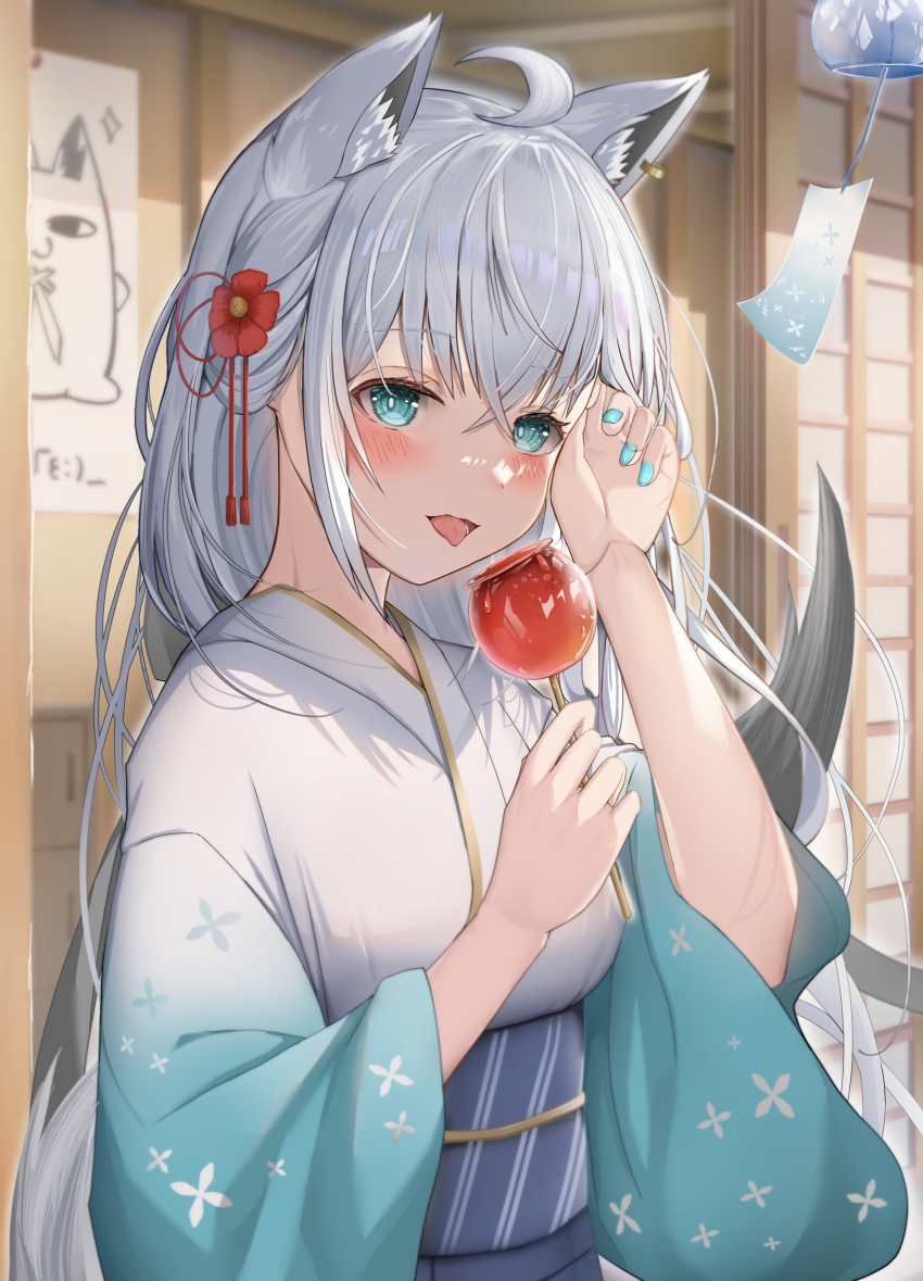 1girl, absurdres, ahoge, animal_ear_fluff, animal_ears, blush, braid, breasts