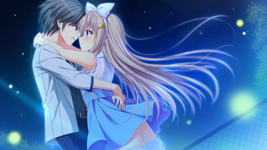 1boy, 1girl, arms_around_neck, arms_around_another's_waist, belt, belt_buckle, black_belt, black_pants