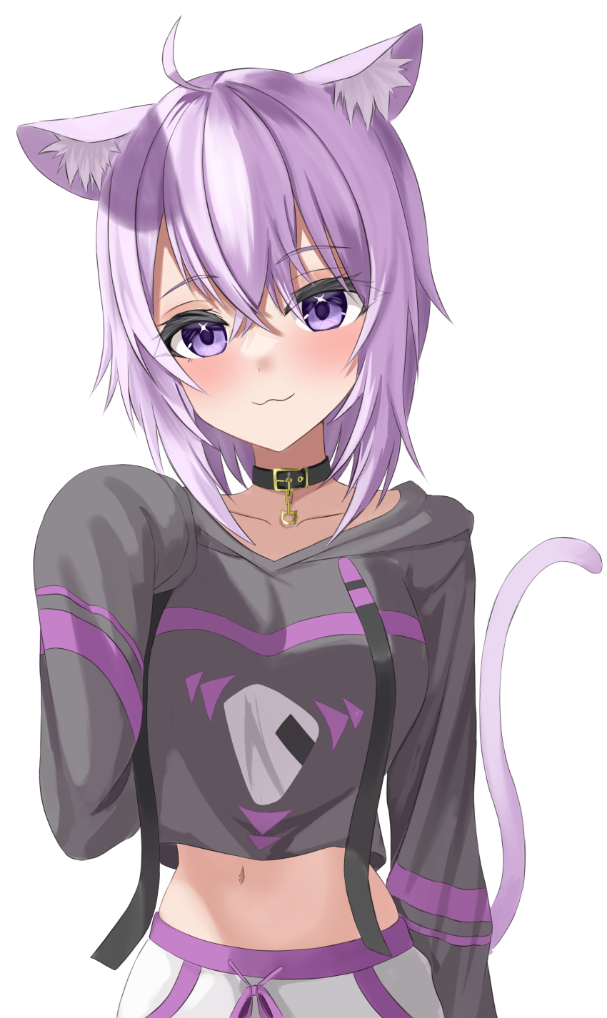 1girl, absurdres, ahoge, animal_collar, animal_ears, black_collar, black_hoodie, breasts