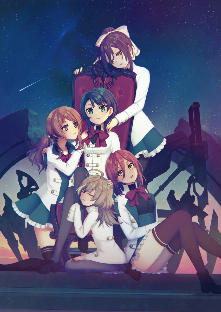 5girls, :3, absurdres, affectionate_harem, ahoge, aizawa_kazuha, ankle_boots, aqua_eyes