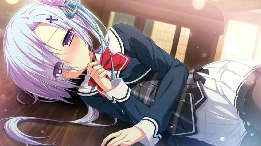 1girl, black_bow, black_pantyhose, black_vest, blush, bow, bowtie, closed_mouth