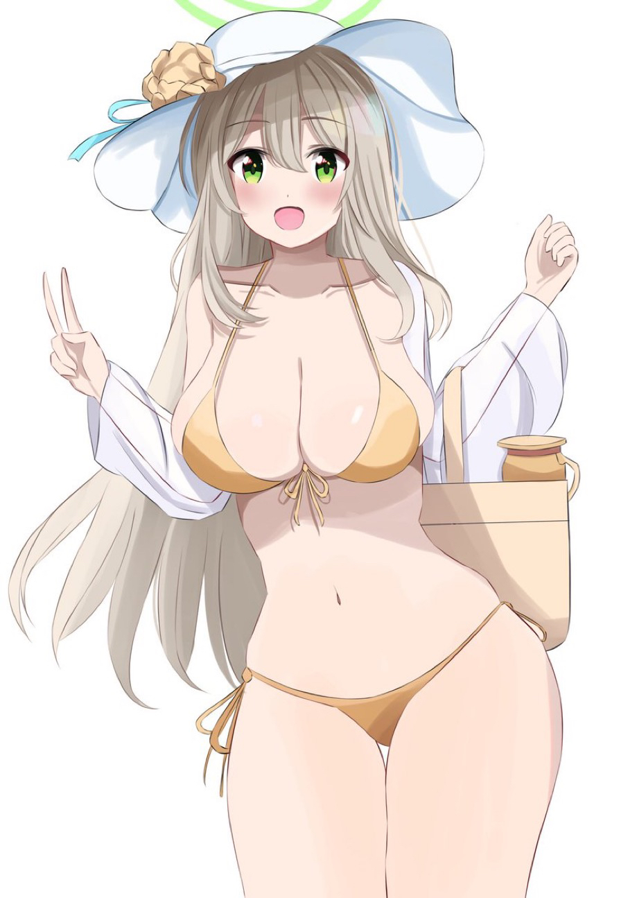 bikini, blue_archive, breasts, highres, large_breasts, nonomi_(blue_archive), nonomi_(swimsuit)_(blue_archive), shirotsupu