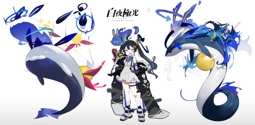 1girl, absurdres, alchemy_stars, antenna_hair, black_coat, black_hair, coat, concept_art