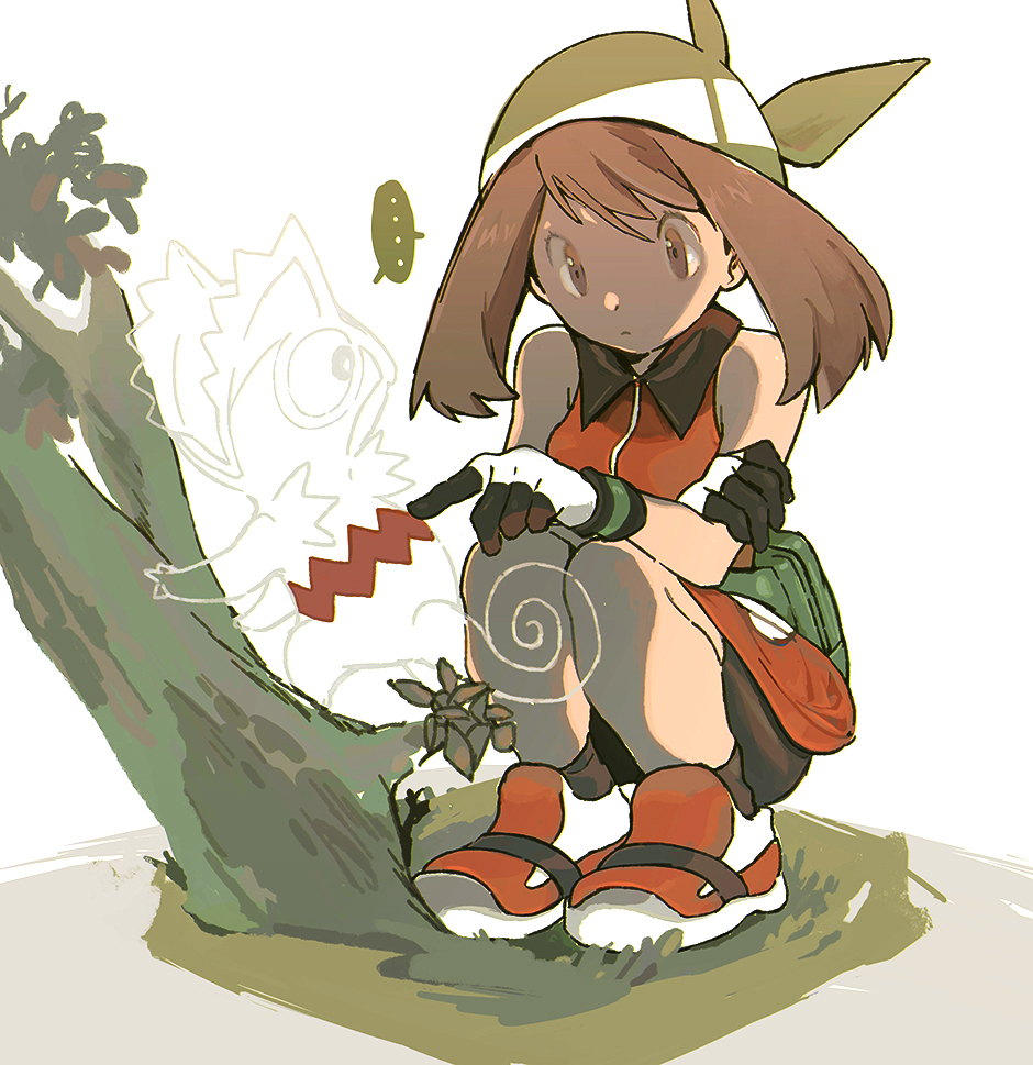 ..., 1girl, ankle_socks, bag, banana, bandana, belt_bag, bike_shorts