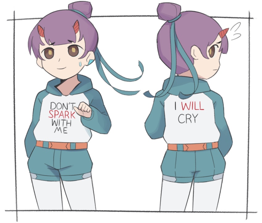 1girl, brown_eyes, clothes_writing, don't_bully_me_(meme), edmonmondo, fiona_(xenoblade), from_behind, hair_ribbon