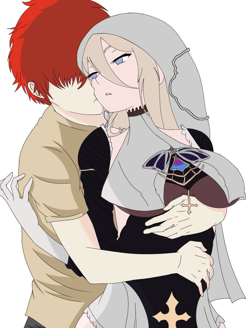 1boy, 1girl, aponia, captain_(honkai_impact), couple, gabkur, highres, honkai_(series)