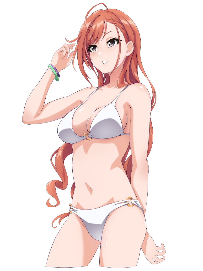 1girl, absurdres, arisugawa_natsuha, arm_behind_back, bare_arms, bikini, bracelet, breasts