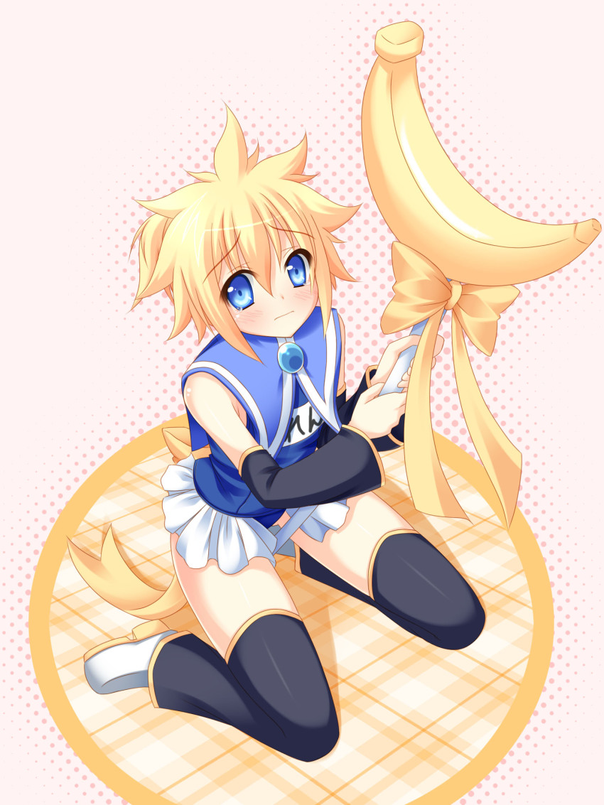 1boy, akarin_(sakuraakarin), ass, bad_link, banana, blonde_hair, blush, child