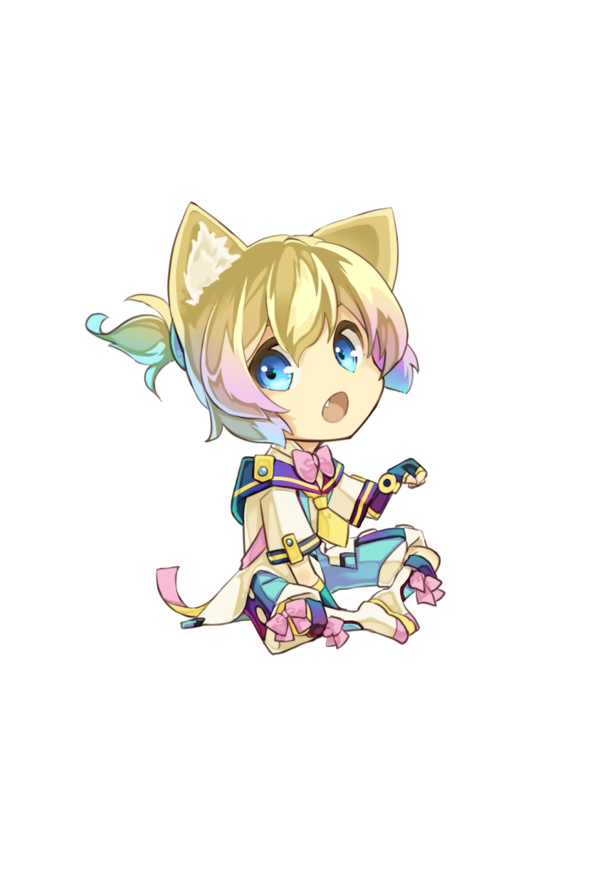 1boy, :o, animal_ears, azuma_kazamori, black_gloves, blonde_hair, blue_eyes, blue_hair