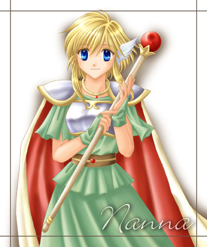 1girl, armor, blonde_hair, blue_eyes, breastplate, cape, character_name, coat