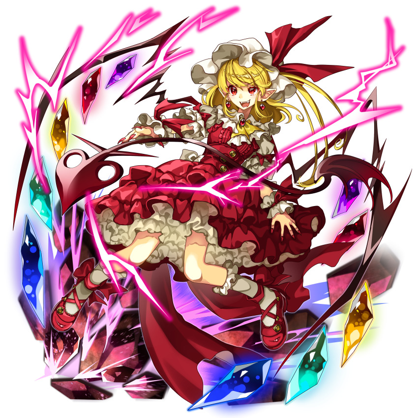 1girl, absurdres, adapted_costume, azuma_kazamori, back_bow, blonde_hair, bow, crystal