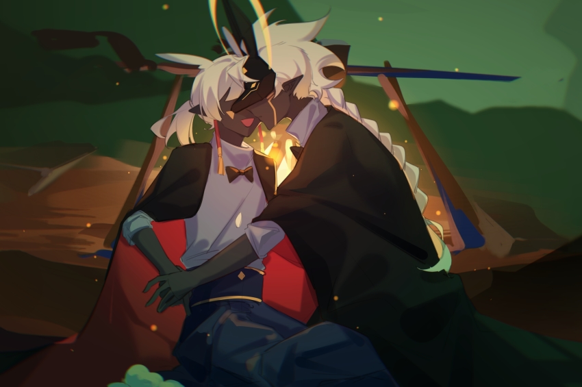 2boys, absurdres, braid, braided_ponytail, caleb_(sky:_children_of_the_light), dark-skinned_male, dark_skin, earrings