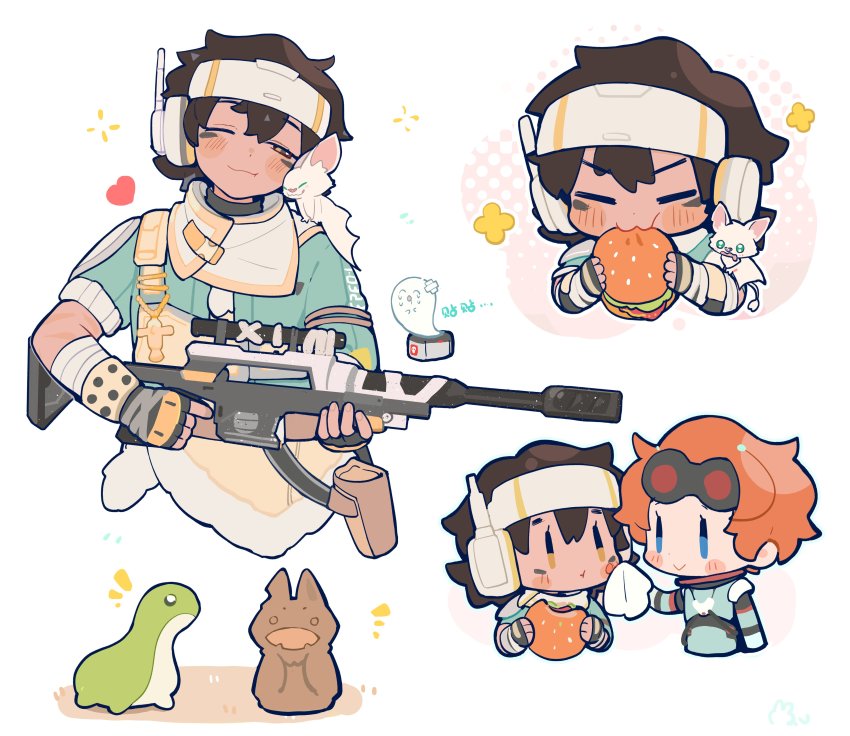 2girls, a-13_sentry, absurdres, animal, animal_on_shoulder, animification, apex_legends, blue_eyes