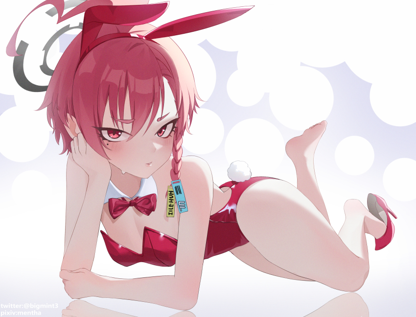1girl, absurdres, ahoge, animal_ears, ass, bare_legs, bare_shoulders, barefoot