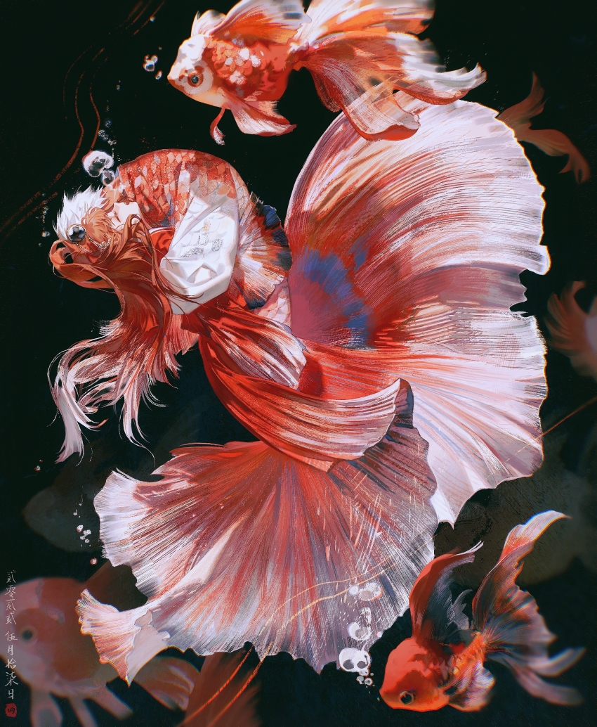 1boy, 1girl, absurdres, air_bubble, animal, asphyxiation, beads, black_background