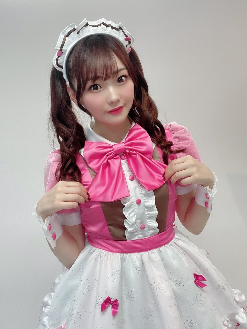 1girl, at-home_cafe, bow, brown_hair, dress, head_dress, highres, hitomi_(at-home_cafe)