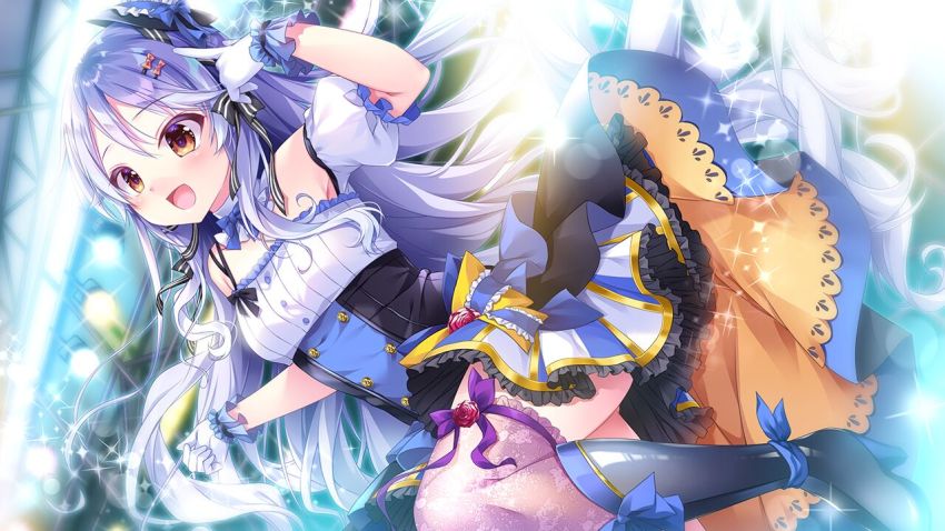 1girl, :d, blue_bow, blue_bowtie, blush, boots, bow, bowtie