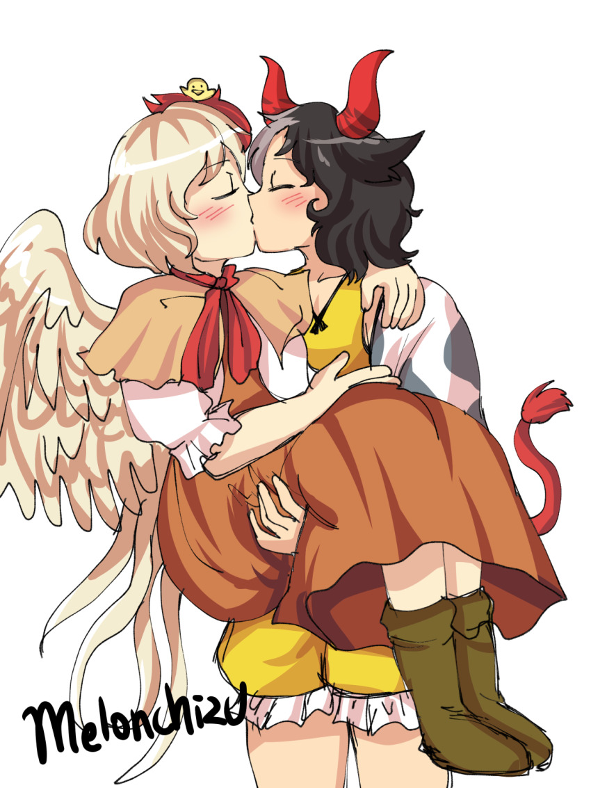 2girls, animal_ears, animal_print, arm_up, artist_name, baby_animal, bad_id, bad_pixiv_id