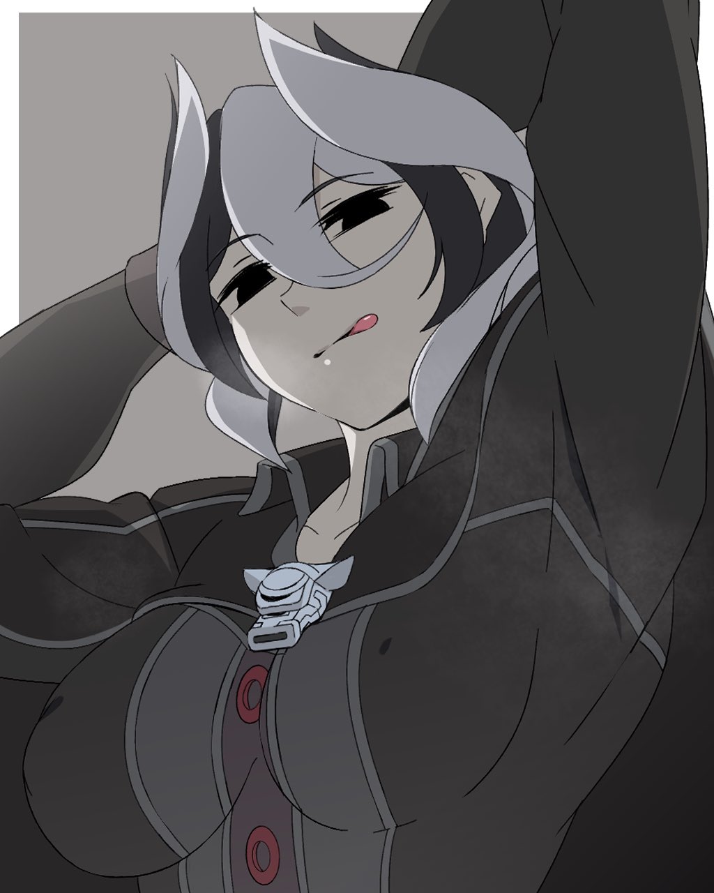 armpits, arms_up, highres, licking_lips, looking_at_viewer, made_in_abyss, multicolored_hair, ozen