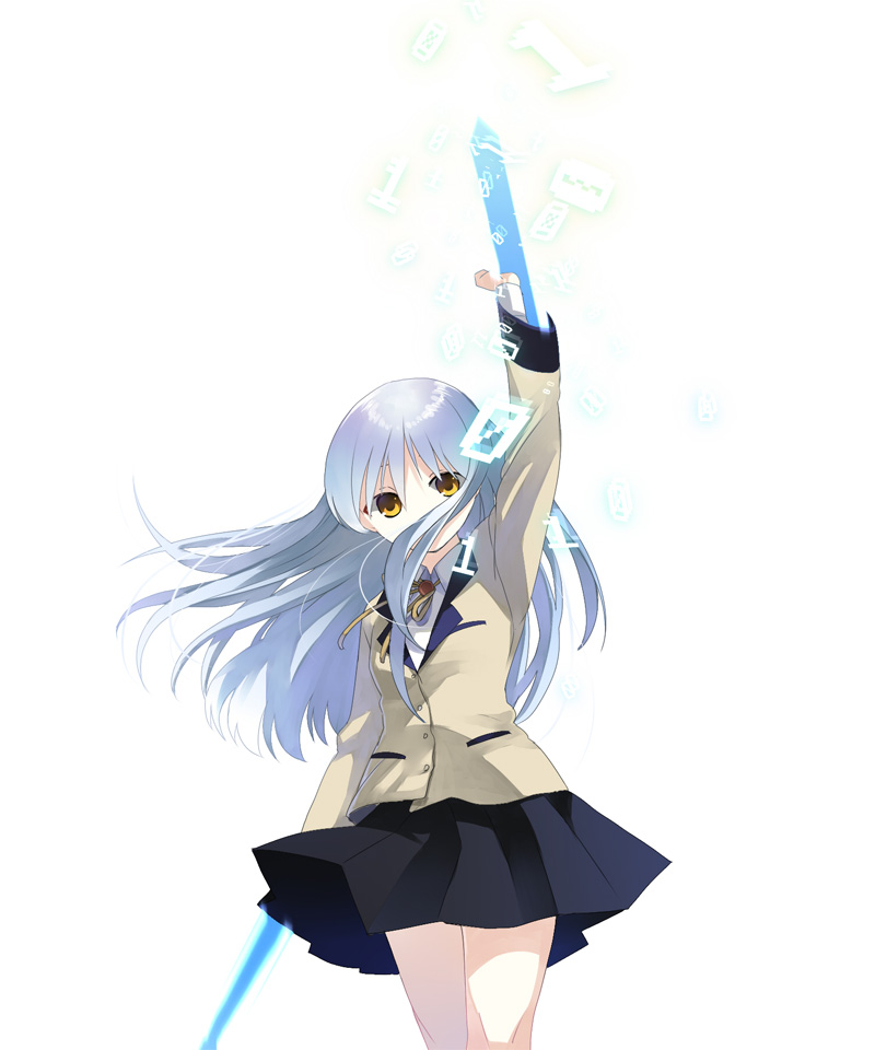 10s, 1girl, angel_beats!, bad_id, bad_pixiv_id, binary, blade, blazer
