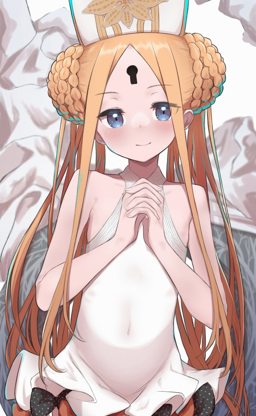 1girl, abigail_williams_(fate), abigail_williams_(swimsuit_foreigner)_(fate), abigail_williams_(swimsuit_foreigner)_(second_ascension)_(fate), bad_id, bad_twitter_id, bare_shoulders, black_bow