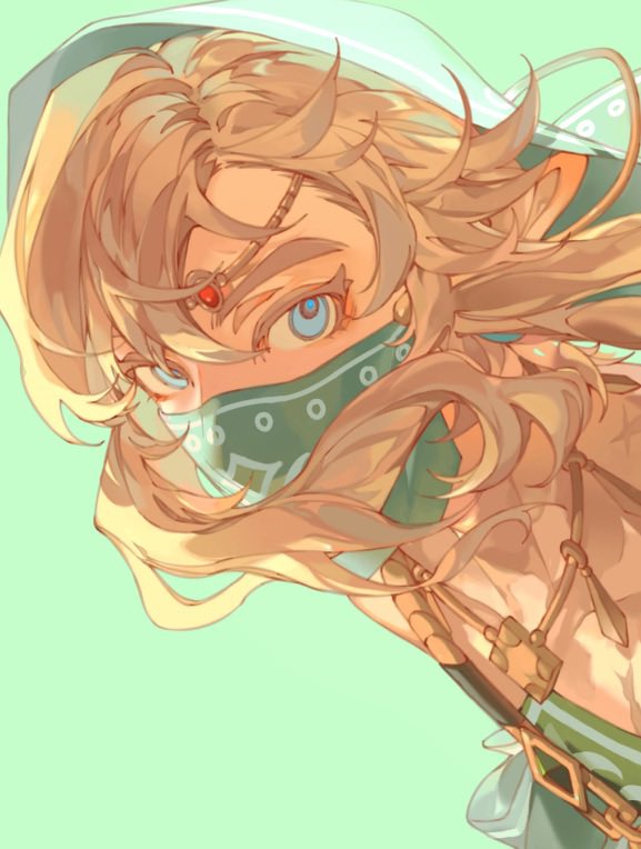 1boy, blonde_hair, blue_eyes, collarbone, elf, eyelashes, gerudo_set_(zelda), hair_between_eyes