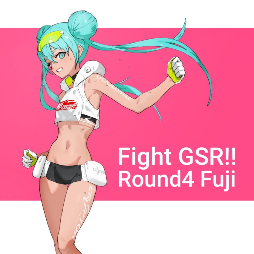 1girl, aqua_eyes, aqua_hair, arm_tattoo, arm_up, bare_arms, choker, company_name