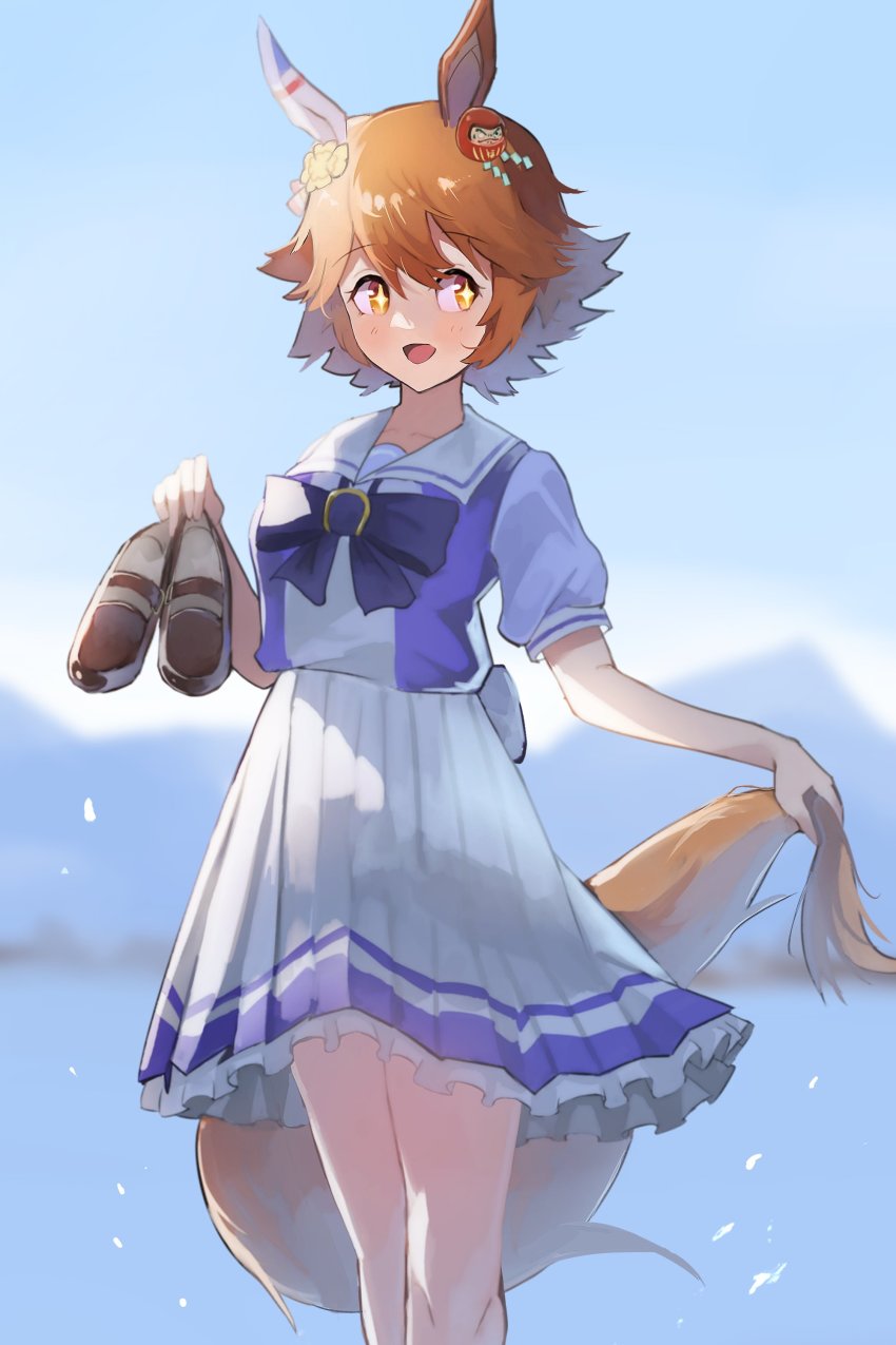 +_+, 1girl, absurdres, animal_ears, blush, bow, bowtie, brown_shoes