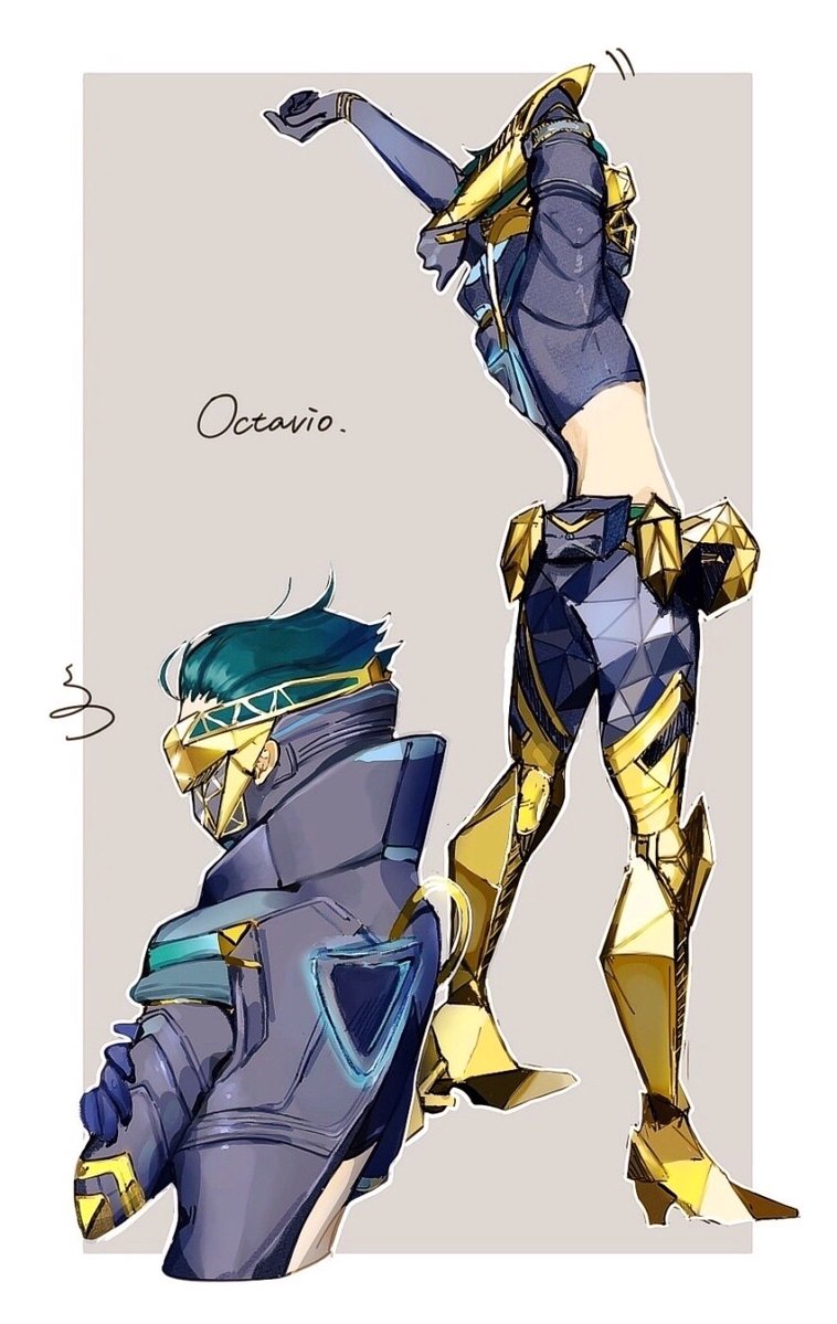 1boy, animification, apex_legends, blue_gloves, blue_hair, blue_jacket, boots, clothing_cutout