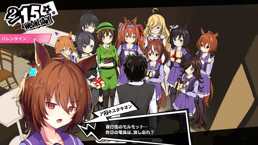 1boy, 6+girls, absurdres, agnes_tachyon_(umamusume), ahoge, amamiya_ren, animal_ears, anshinzawa_sasami