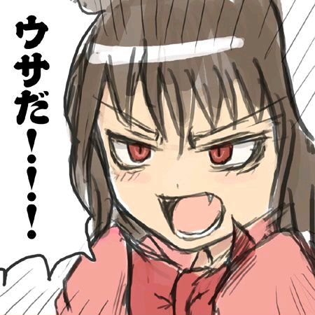 1girl, angry, animal_ears, fang, female_focus, higurashi_no_naku_koro_ni, inaba_tewi, lowres