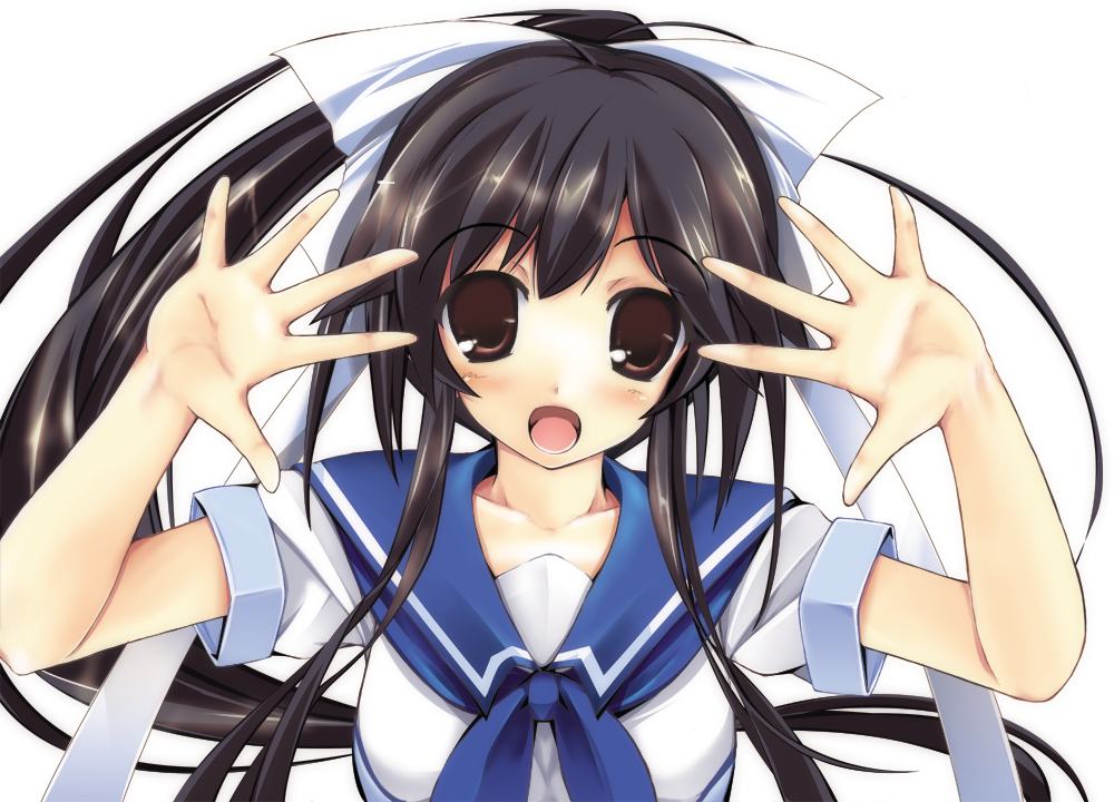 1girl, bad_id, bad_pixiv_id, black_hair, bow, brown_eyes, female_focus, hair_bow