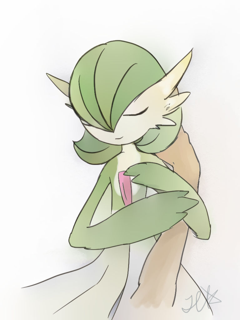 1girl, arm_hug, artist_name, bob_cut, closed_eyes, closed_mouth, colored_skin, cowboy_shot