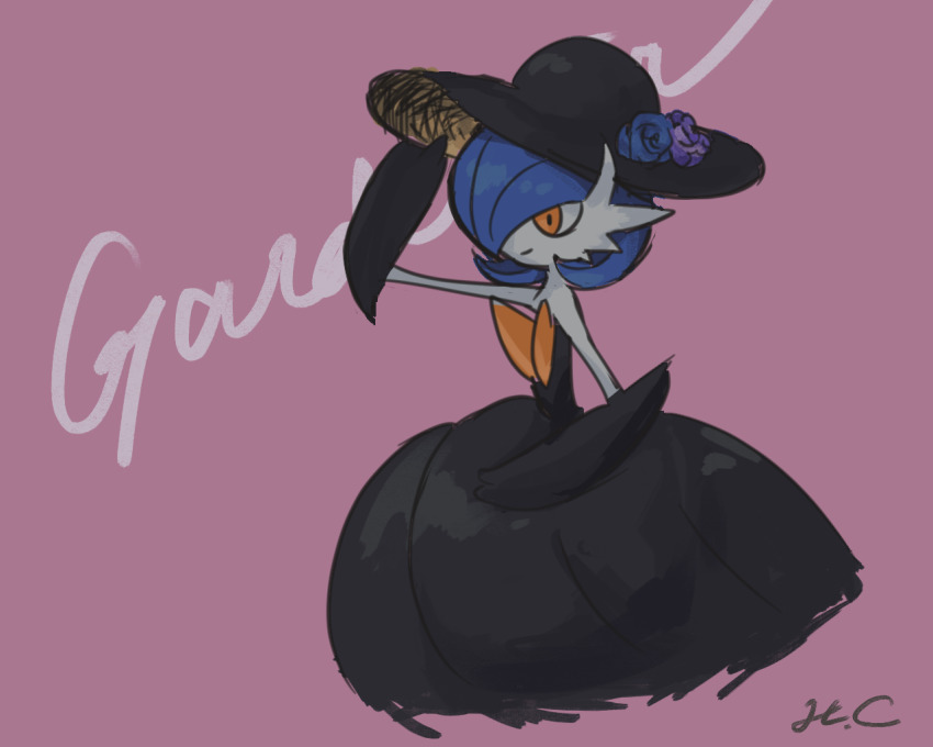 1girl, adjusting_clothes, adjusting_headwear, alternate_color, artist_name, bare_shoulders, black_dress, black_gloves