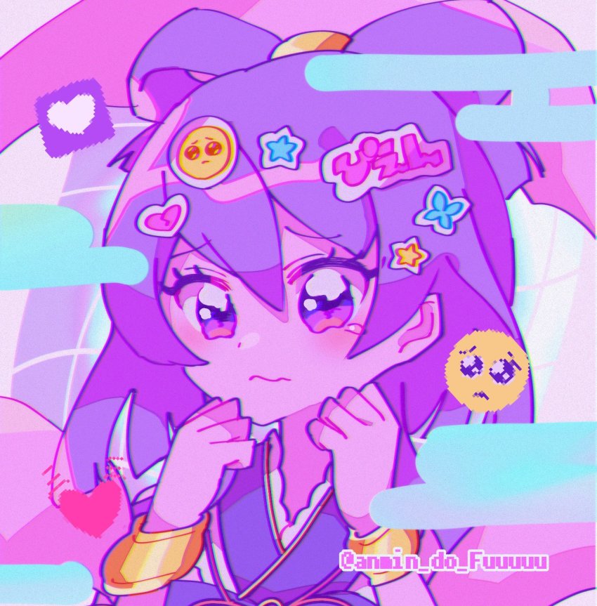 1girl, aika_himena, blunt_ends, bow-shaped_hair, bracelet, broken_heart, clenched_hands, closed_mouth