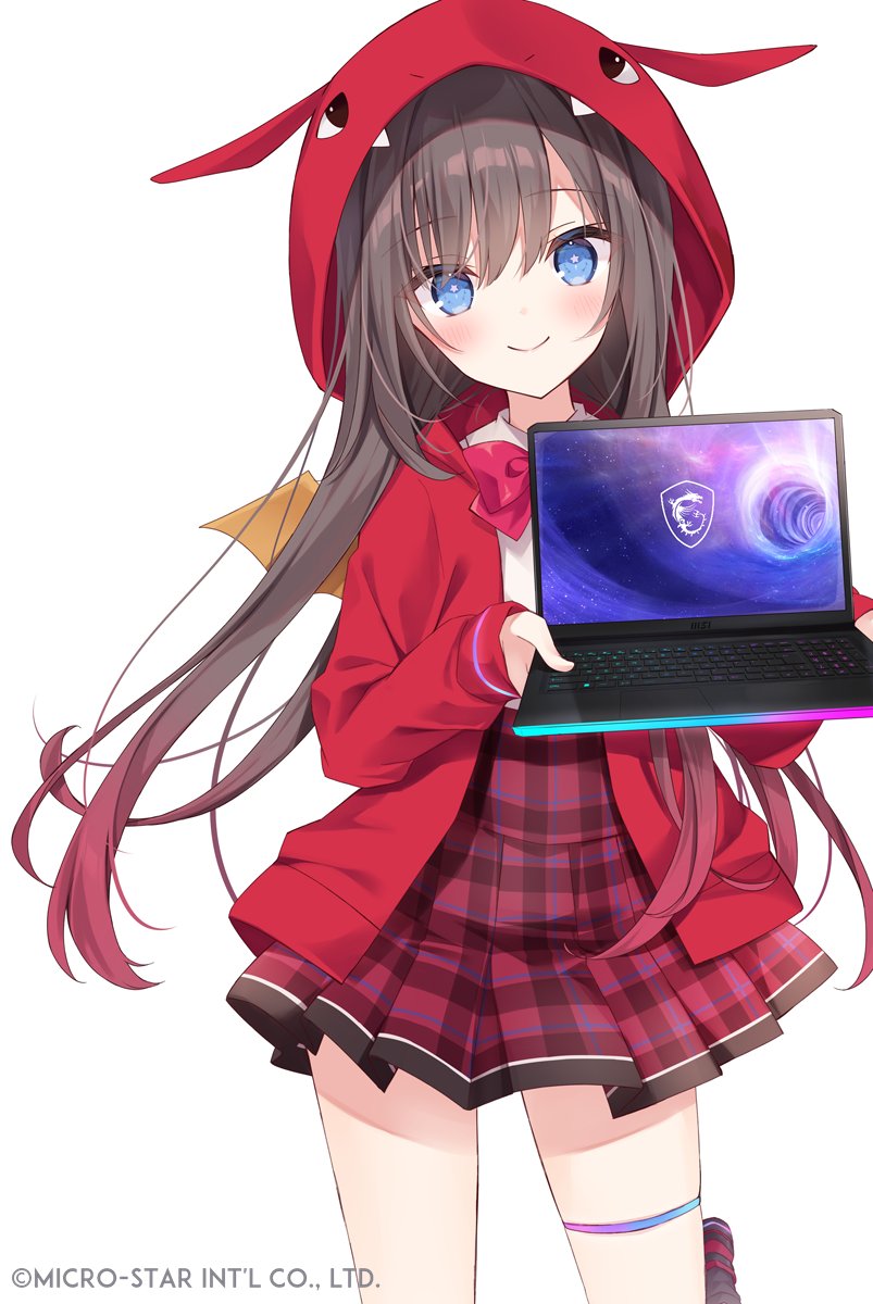 1girl, animal_ears, animal_hood, black_hair, blue_eyes, blush, bow, brown_wings